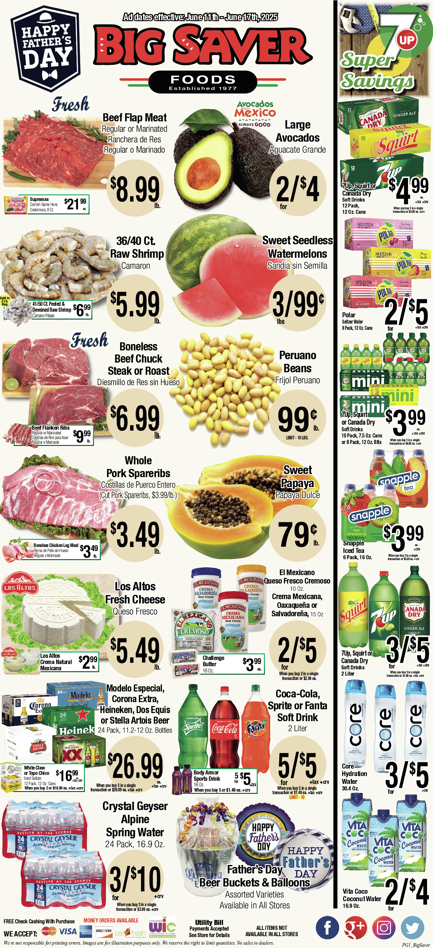 Big Saver Food Weekly AD 1 Page. valid thruogh 06/11/2025 - 06/17/2025