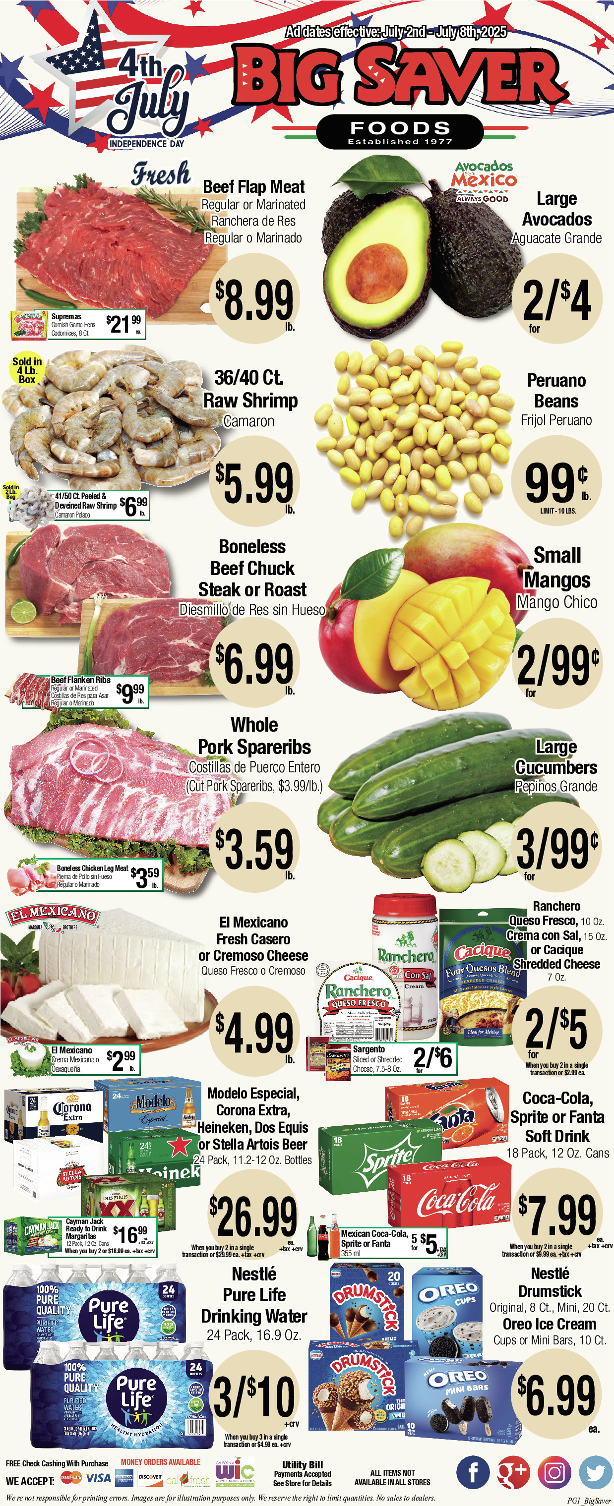 Big Saver Food Weekly AD 1 Page. valid thruogh 07/02/2025 - 07/08/2025