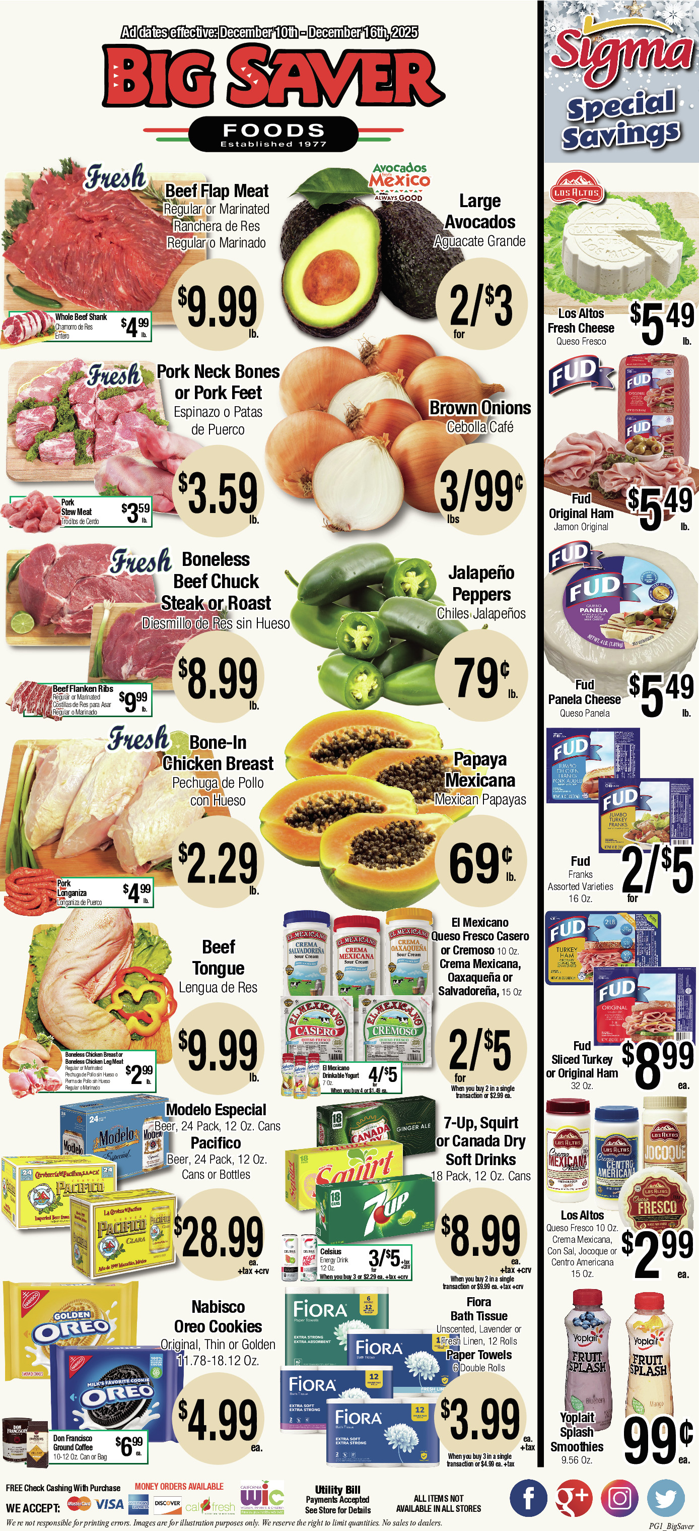 Big Saver Food Weekly AD 1 Page. valid thruogh 12/10/2025 - 12/16/2025