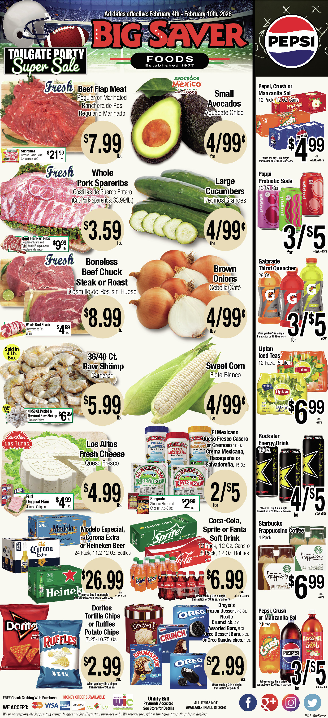 Big Saver Food Weekly AD 1 Page. valid thruogh 02/04/2026 - 02/10/2026