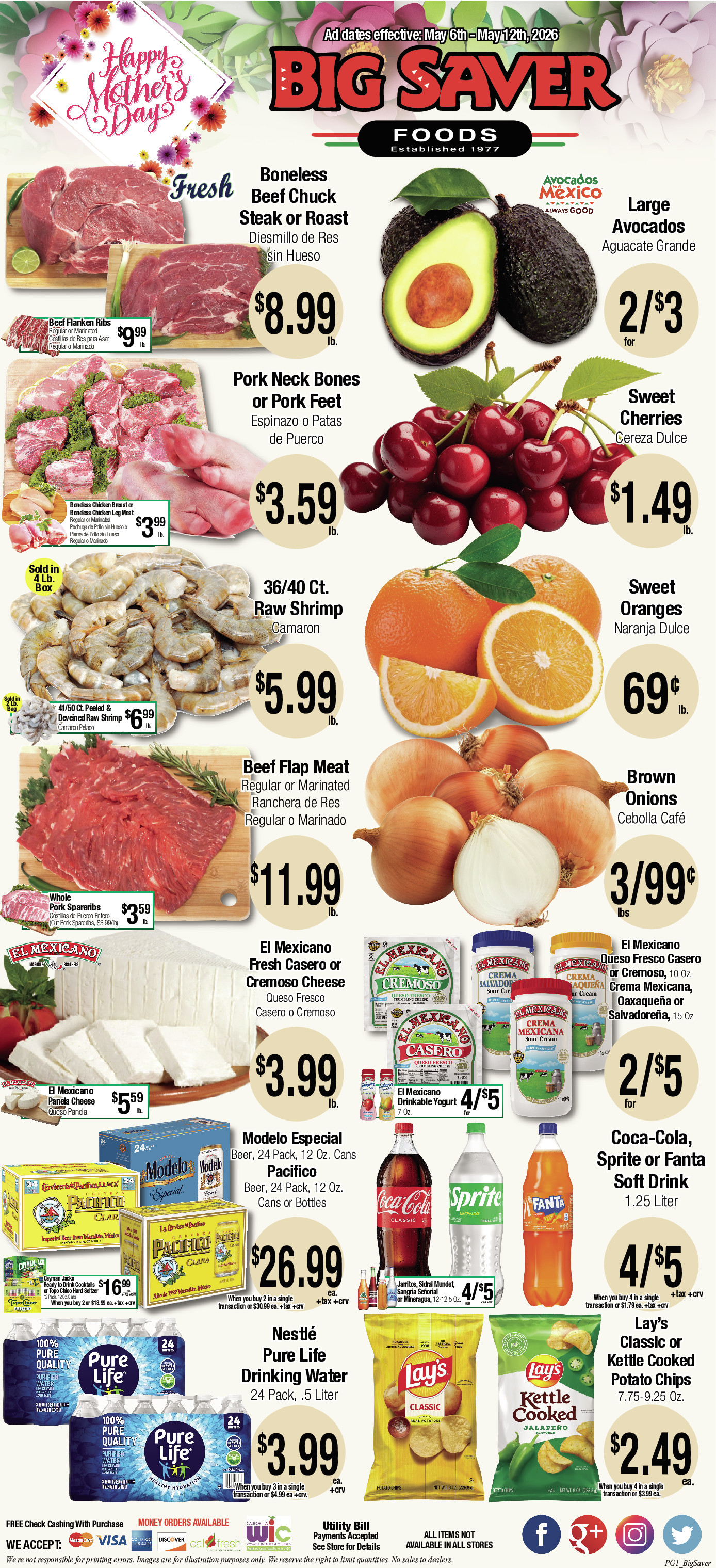 Big Saver Food Weekly AD 1 Page. valid thruogh 05/06/2026 - 05/12/2026