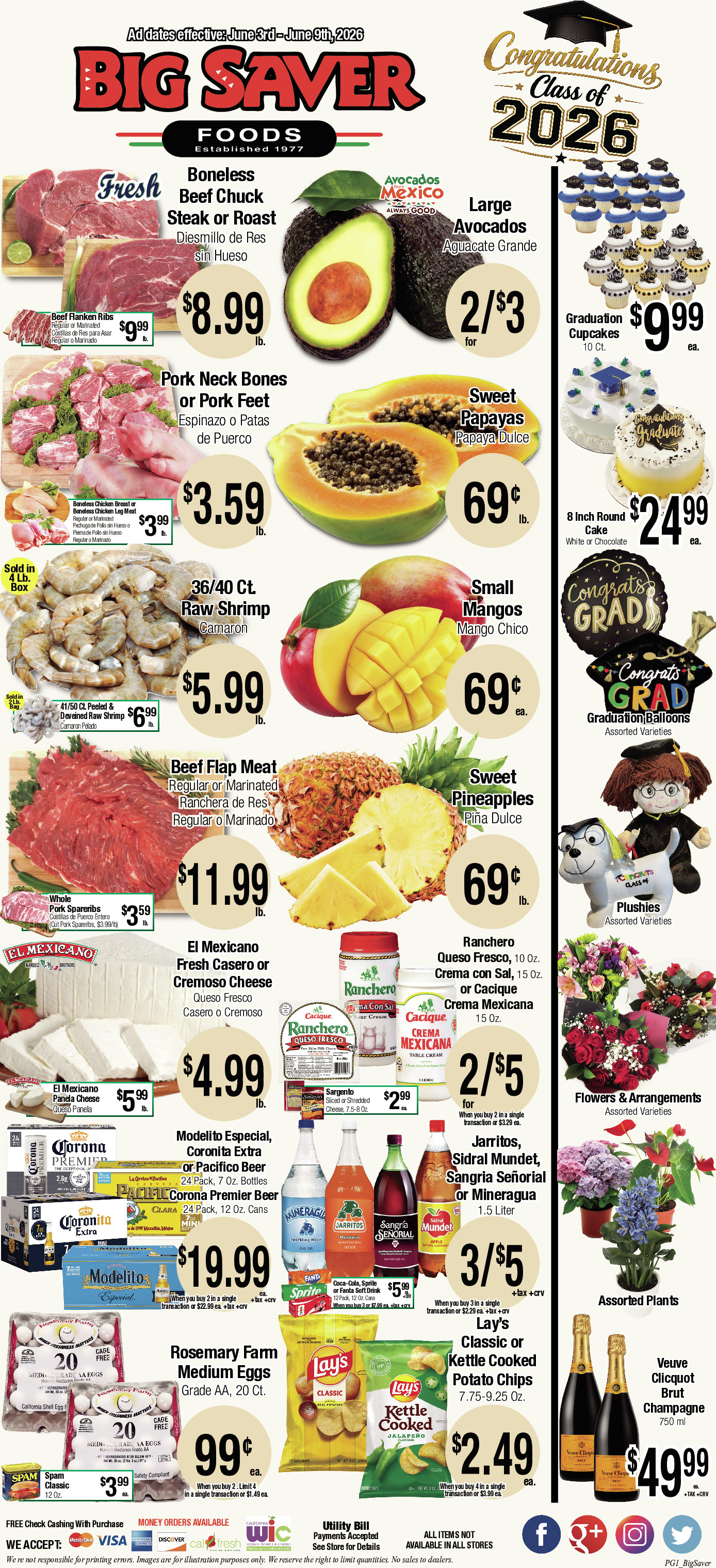 Big Saver Food Weekly AD 1 Page. valid thruogh 06/03/2026 - 06/09/2026