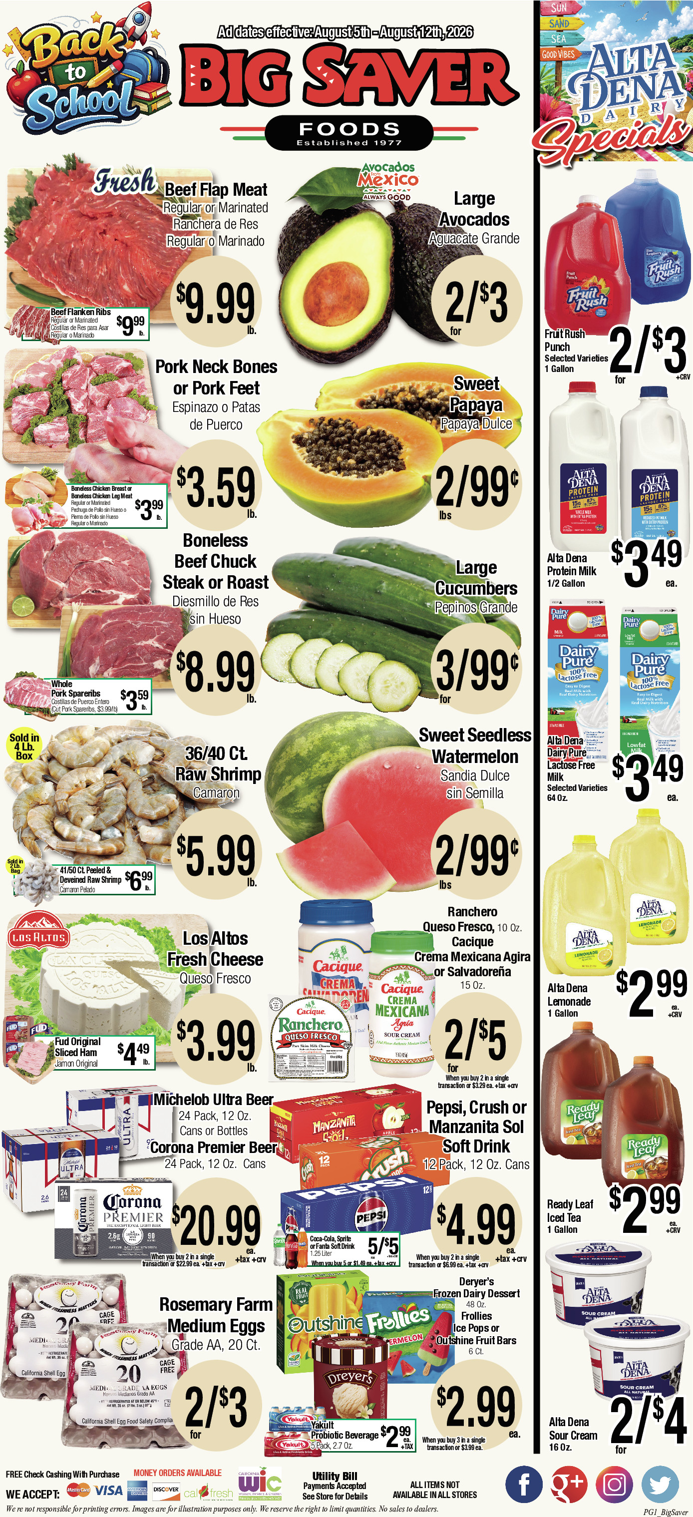 Big Saver Food Weekly AD 1 Page. valid thruogh 08/05/2026 - 08/11/2026